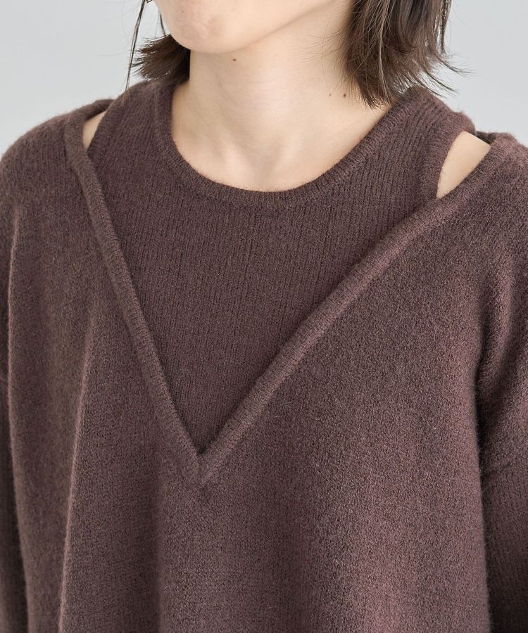 Green Parks「フェイクレイヤードVネックニットプルオーバー」|ニット・セーター|