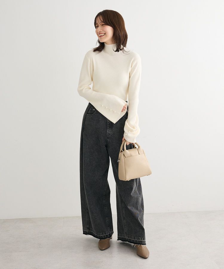 Green Parks「・swing by 袖パールボタンフレアリブニット」|ニット・セーター|