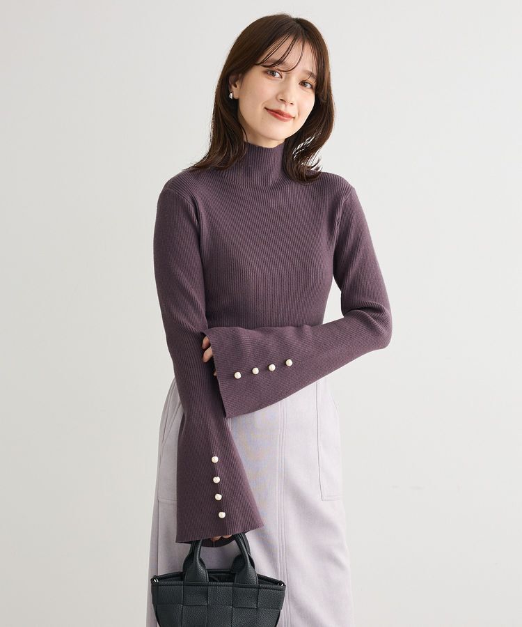 Green Parks「・swing by 袖パールボタンフレアリブニット」|ニット・セーター|