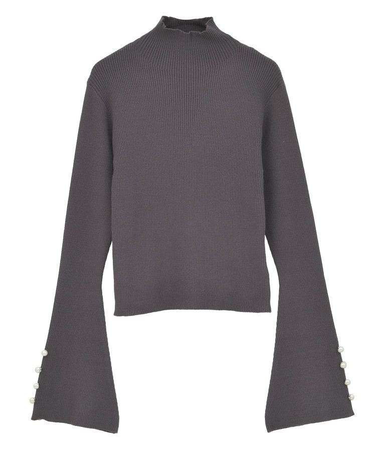 Green Parks「・swing by 袖パールボタンフレアリブニット」|ニット・セーター|