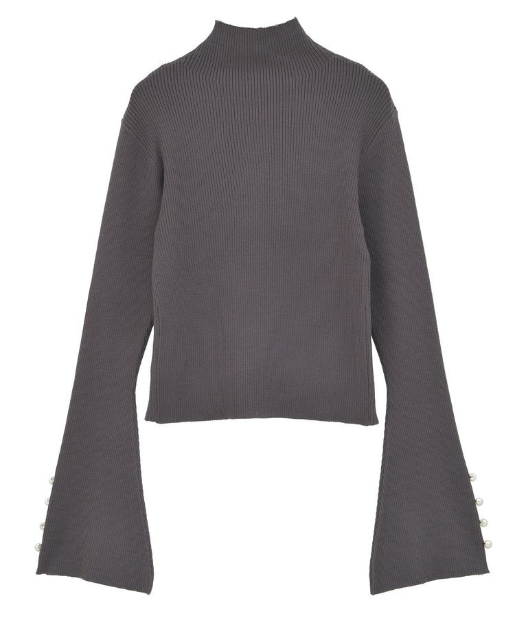 Green Parks「・swing by 袖パールボタンフレアリブニット」|ニット・セーター|