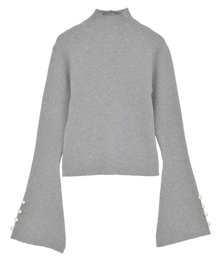 Green Parks「・swing by 袖パールボタンフレアリブニット」|ニット・セーター|