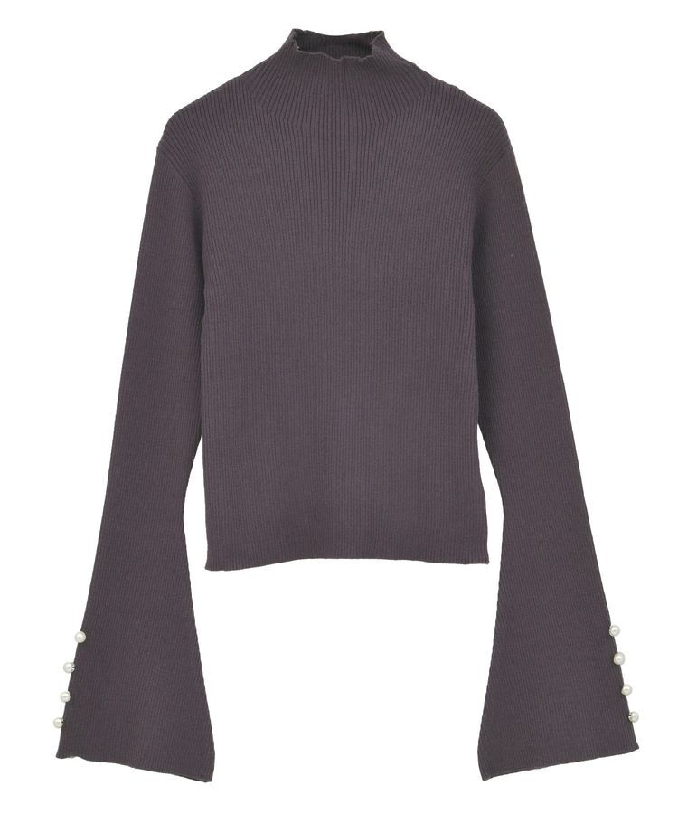 Green Parks「・swing by 袖パールボタンフレアリブニット」|ニット・セーター|