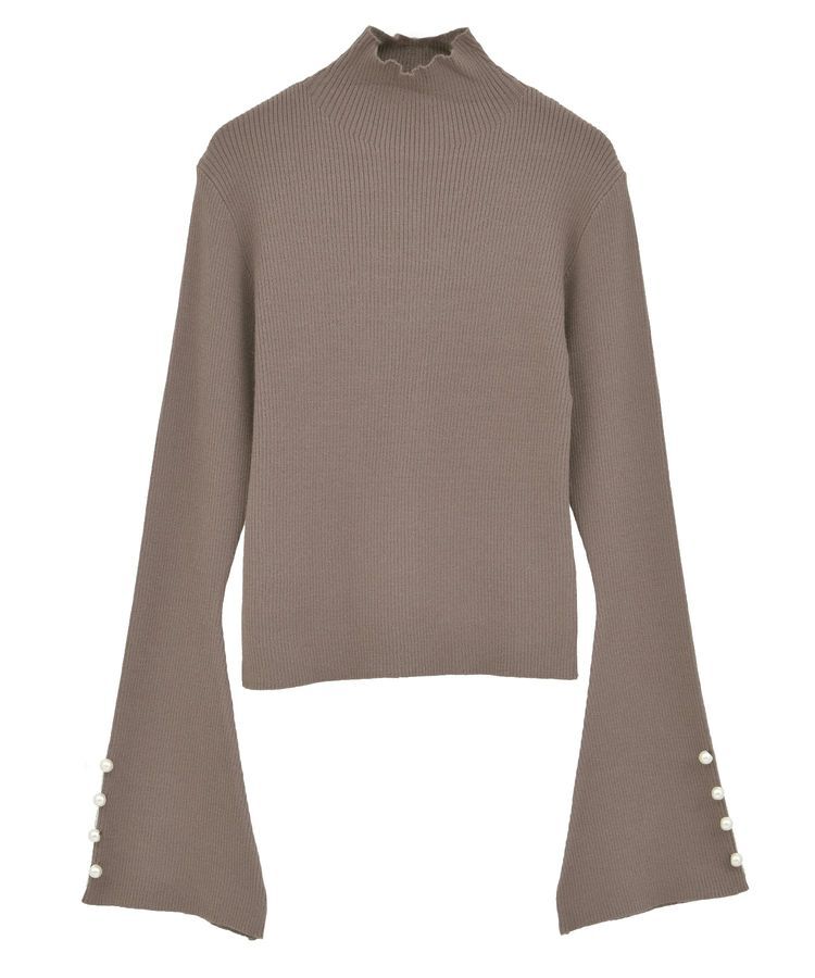 Green Parks「・swing by 袖パールボタンフレアリブニット」|ニット・セーター|