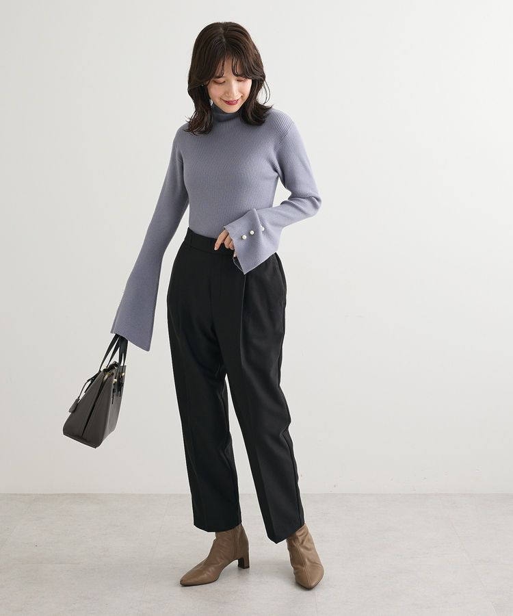 Green Parks「・swing by 袖パールボタンフレアリブニット」|ニット・セーター|