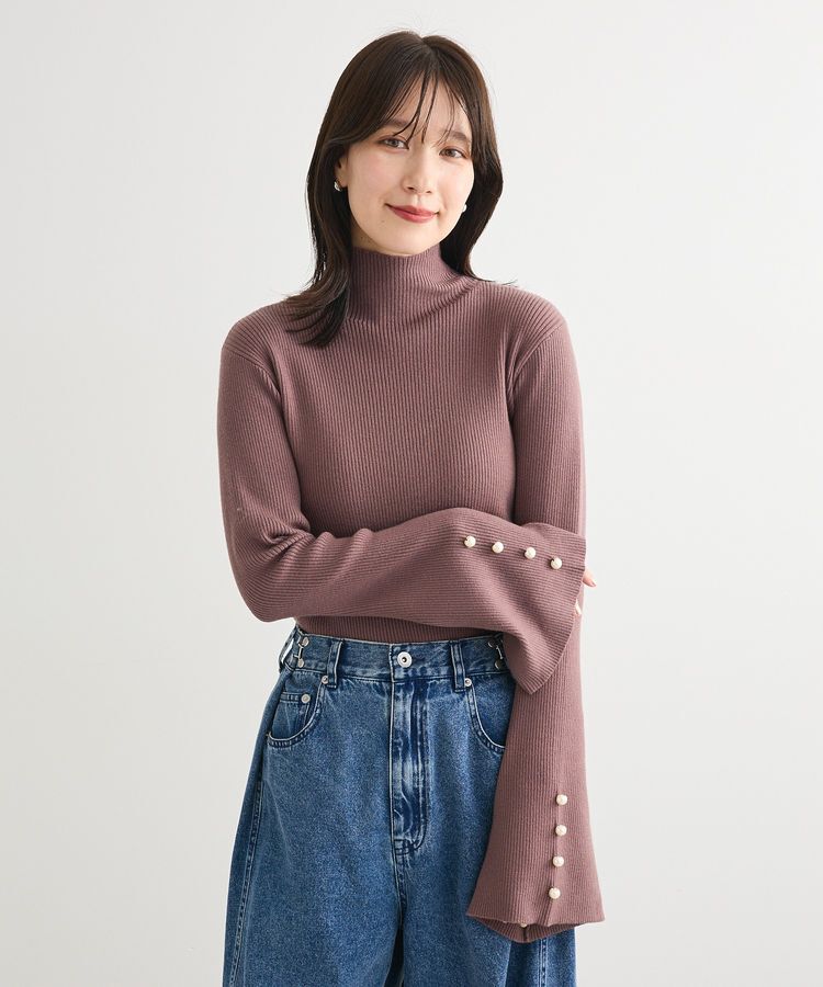 Green Parks「・swing by 袖パールボタンフレアリブニット」|ニット・セーター|
