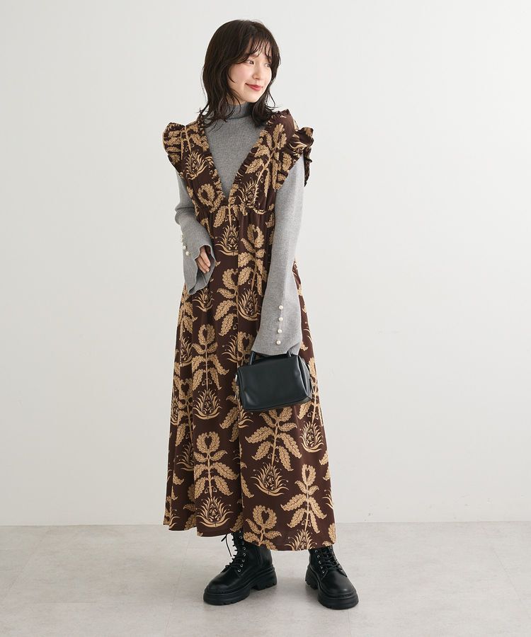 Green Parks「・swing by 袖パールボタンフレアリブニット」|ニット・セーター|