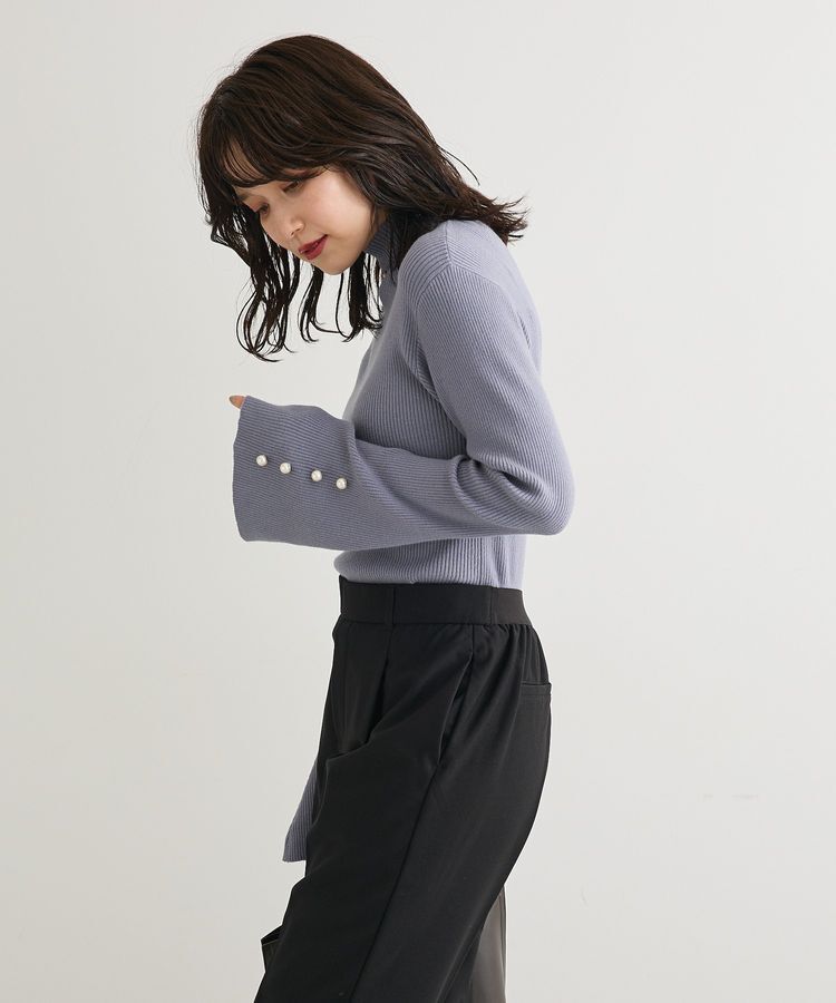 Green Parks「・swing by 袖パールボタンフレアリブニット」|ニット・セーター|