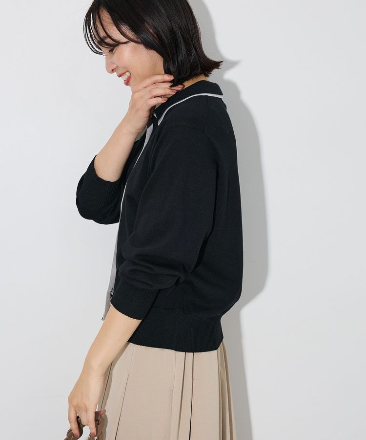 Green Parks「ここちニット衿付き配色プルオーバー」|ニット・セーター|