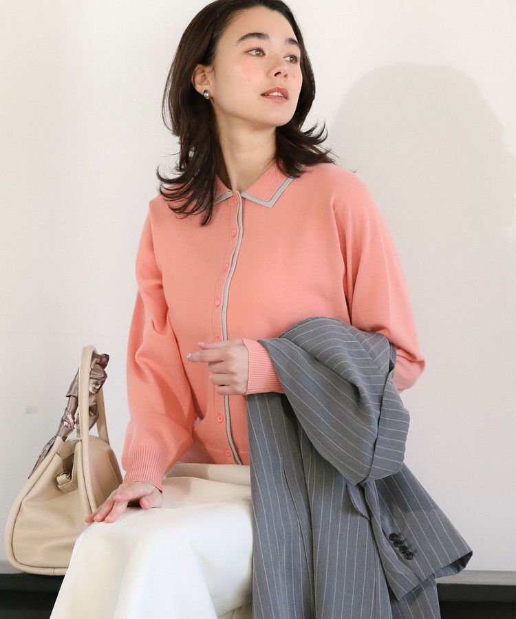 Green Parks「ここちニット衿付き配色プルオーバー」|ニット・セーター|