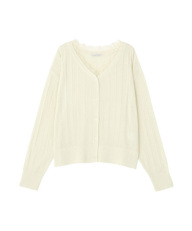 Green Parks「レースドッキングニットカーディガン」|カーディガン|