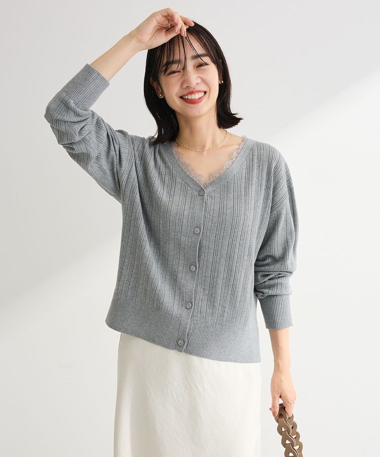 Green Parks「レースドッキングニットカーディガン」|カーディガン|