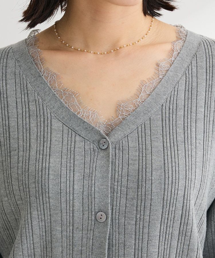 Green Parks「レースドッキングニットカーディガン」|カーディガン|