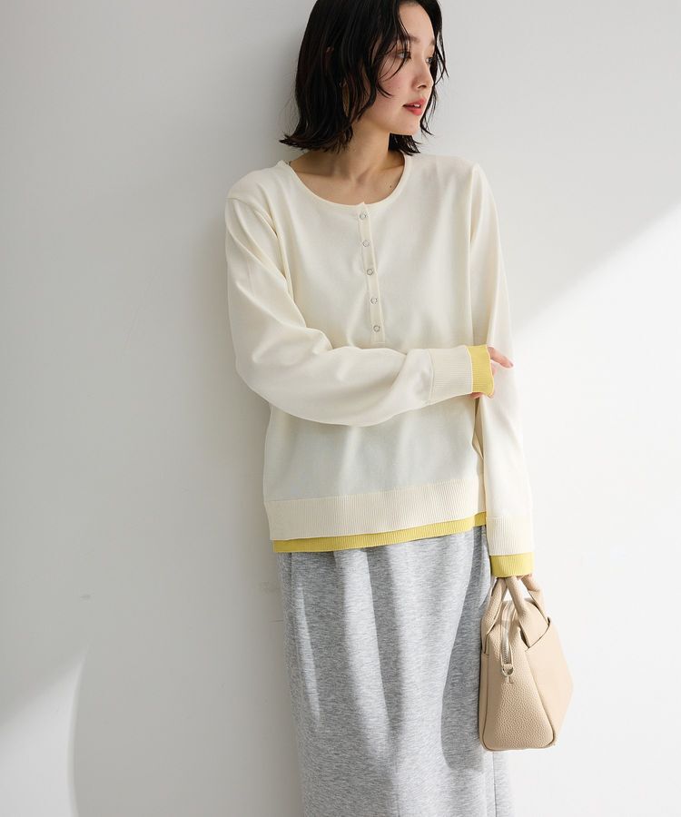 Green Parks「ヘンリーネックレイヤードニットプルオーバー」|ニット・セーター|