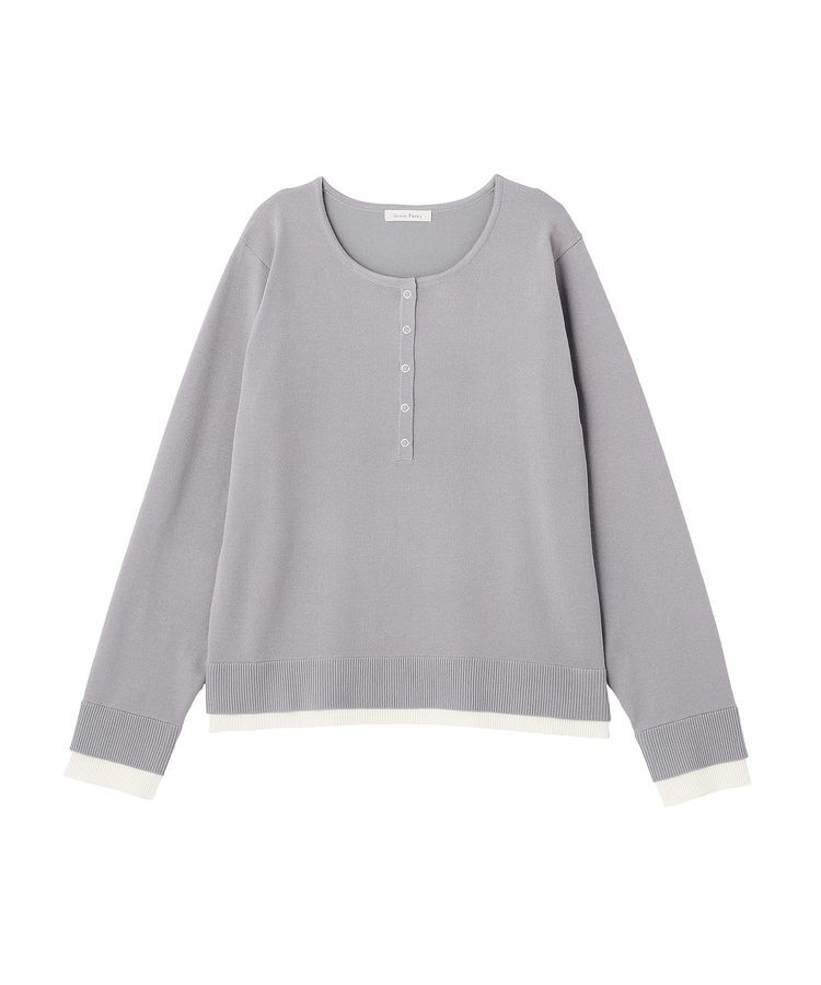 Green Parks「ヘンリーネックレイヤードニットプルオーバー」|ニット・セーター|Gray