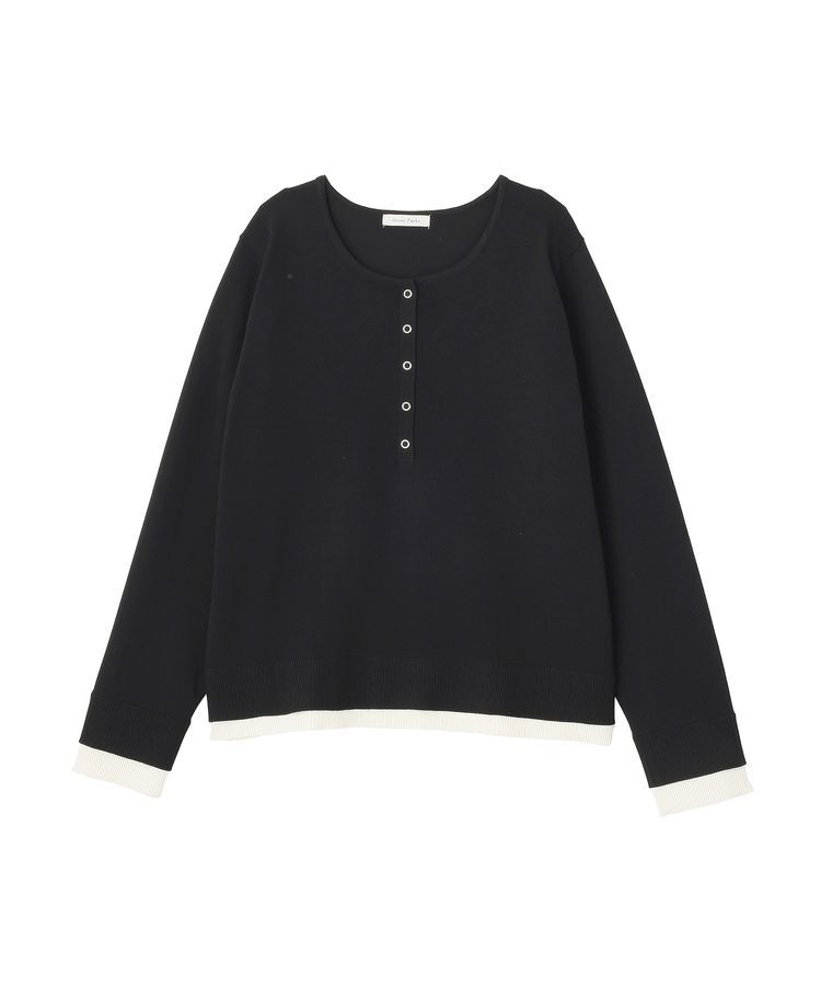 Green Parks「ヘンリーネックレイヤードニットプルオーバー」|ニット・セーター|Black