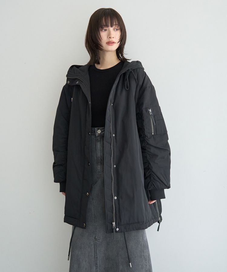 Editt by YECCA VECCA「パディングフーディーコート」|ブルゾン・スタジャン|Black