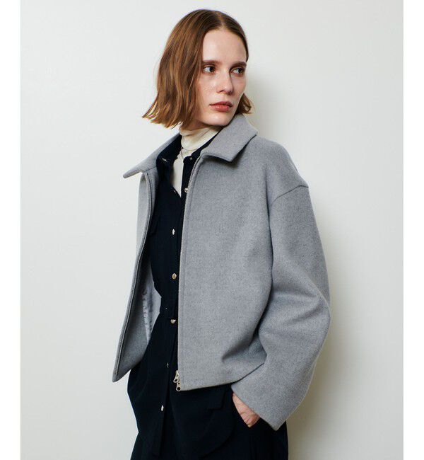 allureville「ジーロンラムステンカラーブルゾン」|ブルゾン・スタジャン|ライトグレー