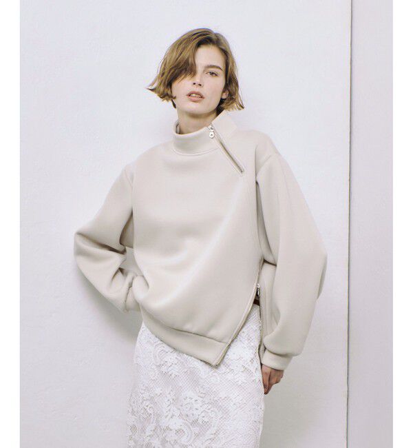 allureville「ボンディングアシンメトリーZIP プルオーバー」|スウェット・ジャージ|
