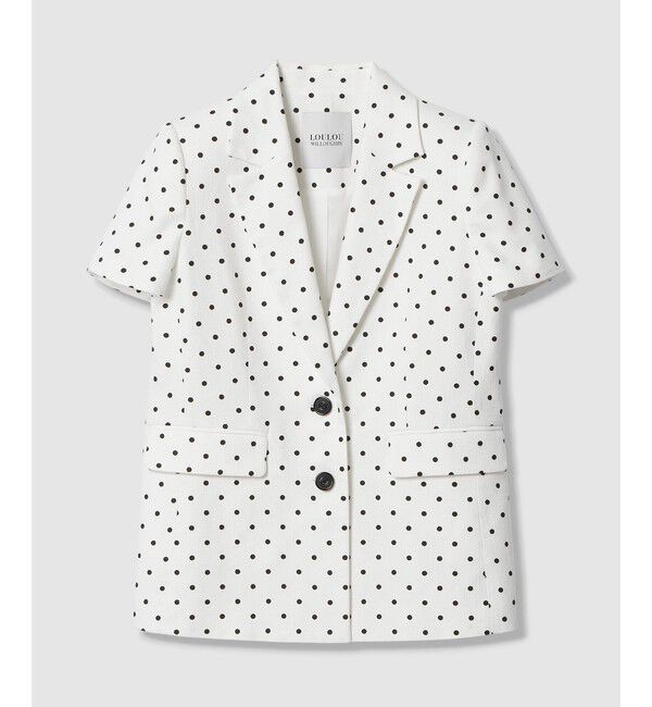 LOULOU WILLOUGHBY「【LOULOU WILLOUGHBY】リネン混ドットハーフスリーブジャケット」|テーラードジャケット|