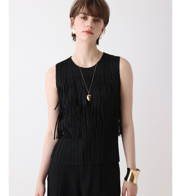 allureville「プリーツフリンジプルオーバー」|Tシャツ・カットソー|ブラック