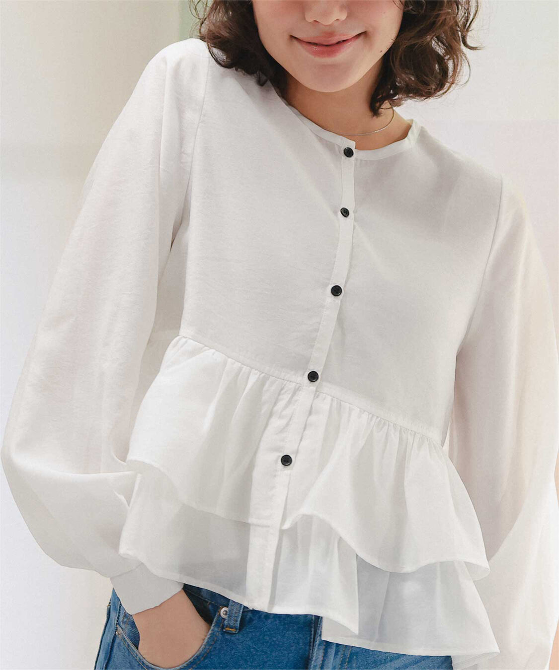 titivate「ペプラムショートブラウス」|シャツ・ブラウス|ホワイト
