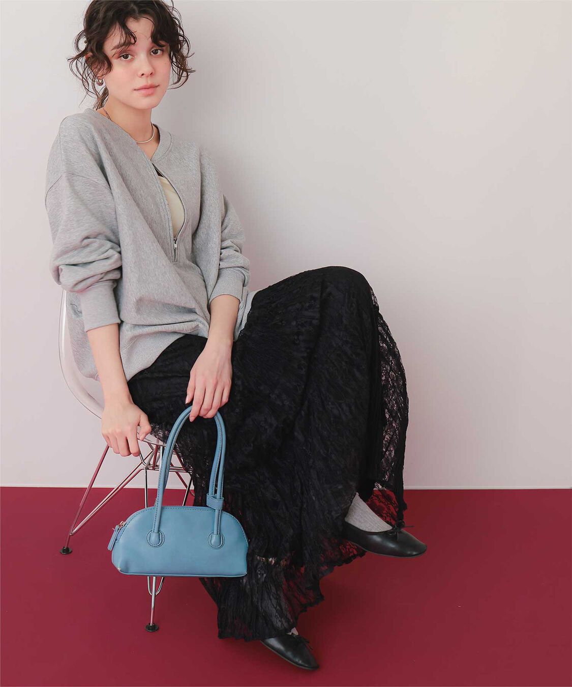 titivate「ワッシャーレーススカート」|スカート|