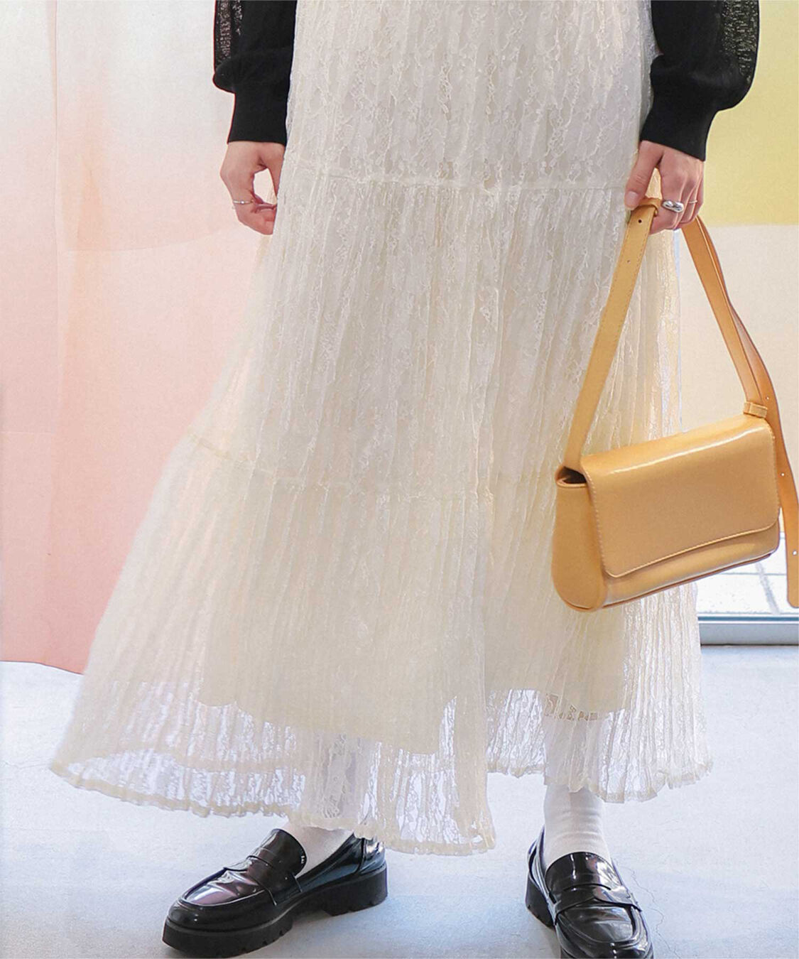 titivate「ワッシャーレーススカート」|スカート|