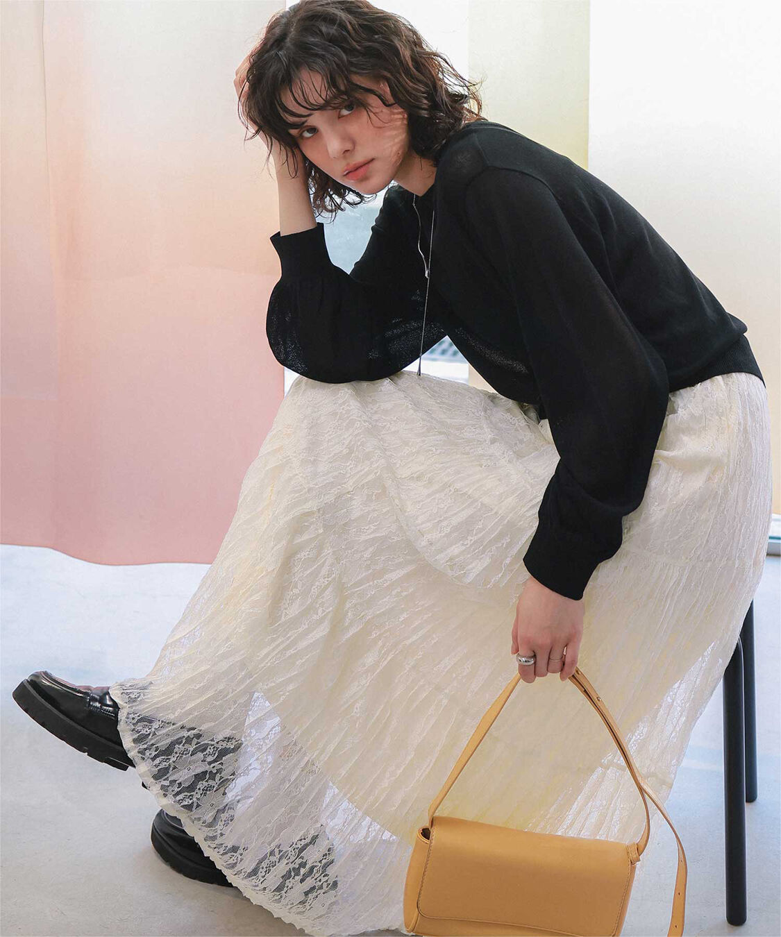 titivate「ワッシャーレーススカート」|スカート|