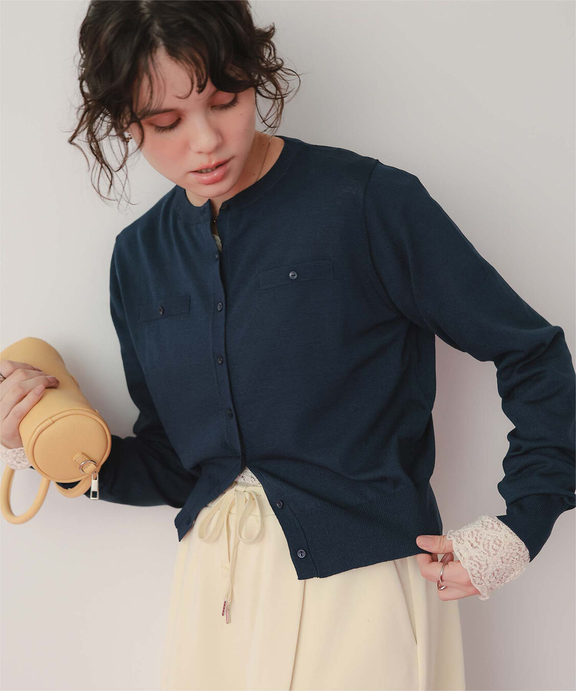 titivate「UVケアコンパクトニットカーディガン」|ニット・セーター|ネイビー