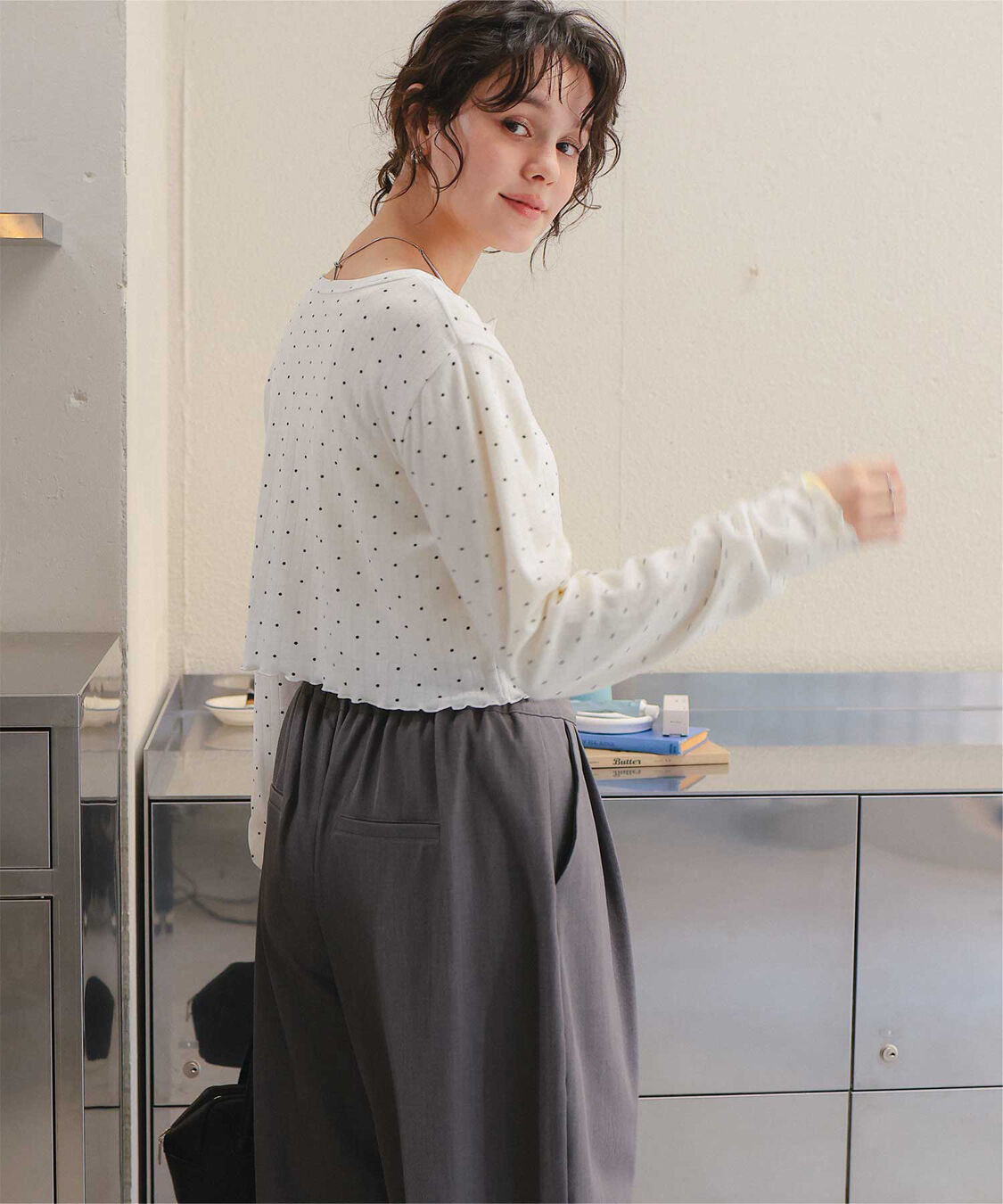 titivate「コンパクトヘンリーネックロングスリーブトップス」|Tシャツ・カットソー|