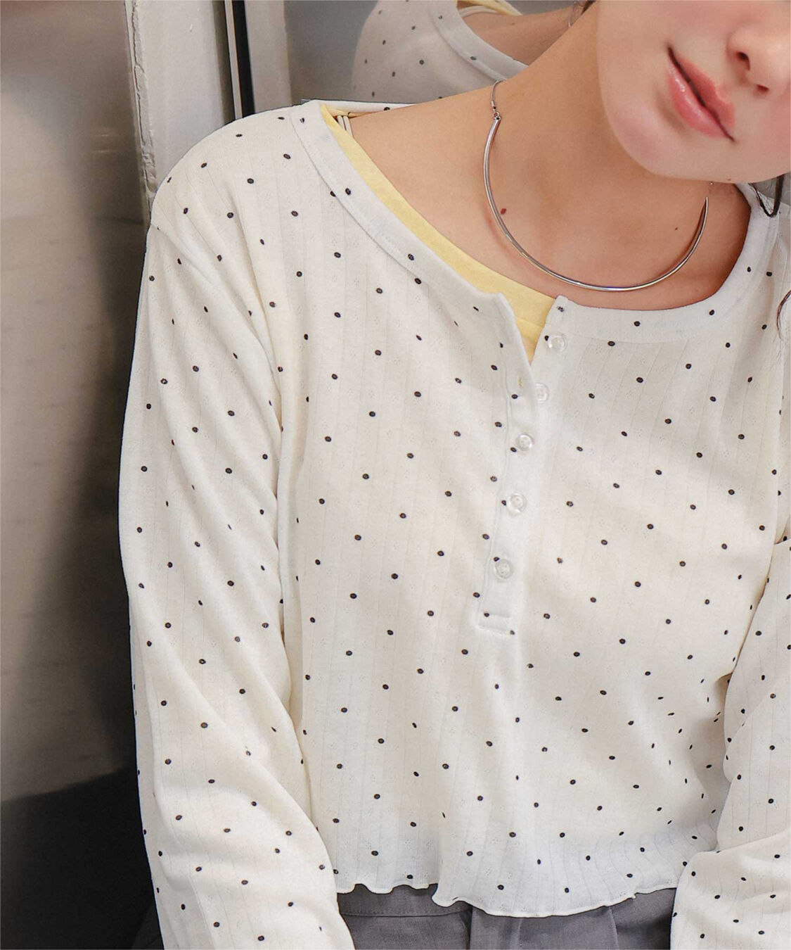 titivate「コンパクトヘンリーネックロングスリーブトップス」|Tシャツ・カットソー|