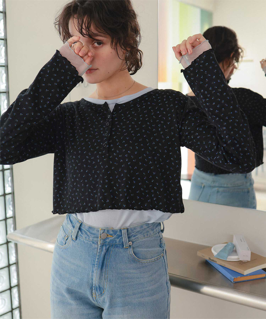 titivate「コンパクトヘンリーネックロングスリーブトップス」|Tシャツ・カットソー|