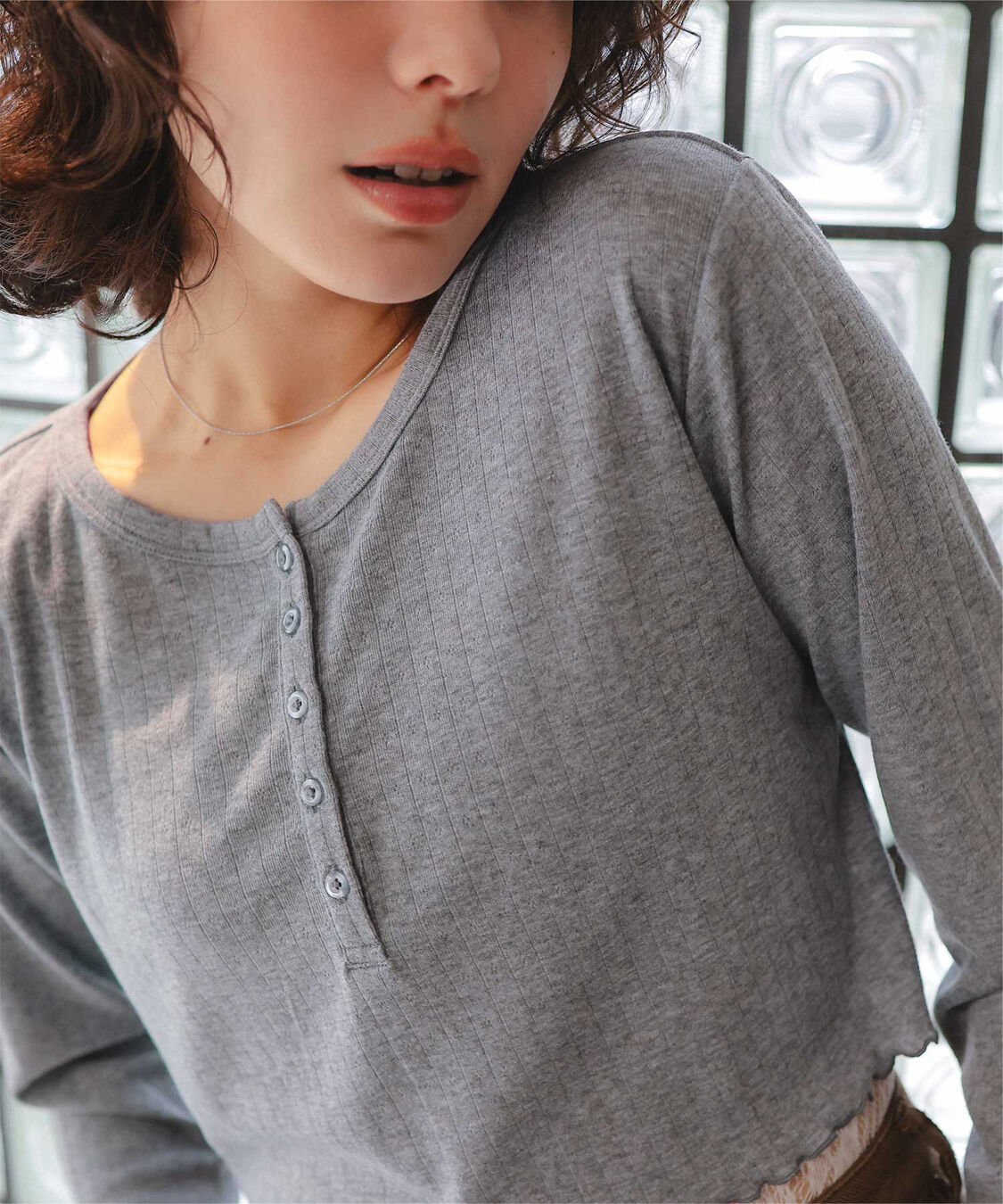 titivate「コンパクトヘンリーネックロングスリーブトップス」|Tシャツ・カットソー|