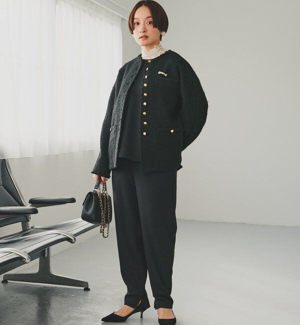  「【Du noir】ストレッチジョーゼットインスリットパンツ」|その他|ブラック