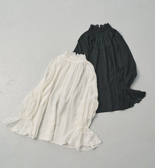  「襟袖レースプチハイネックブラウス」|プルオーバー|