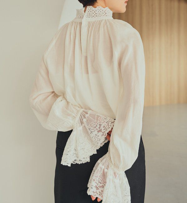  「襟袖レースプチハイネックブラウス」|プルオーバー|