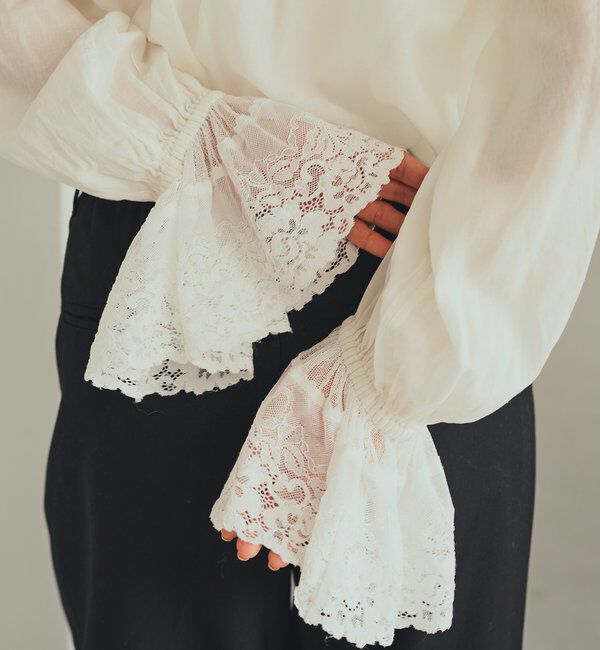  「襟袖レースプチハイネックブラウス」|プルオーバー|