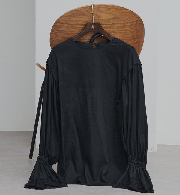  「フレアレースカフスブラウス」|プルオーバー|ブラック