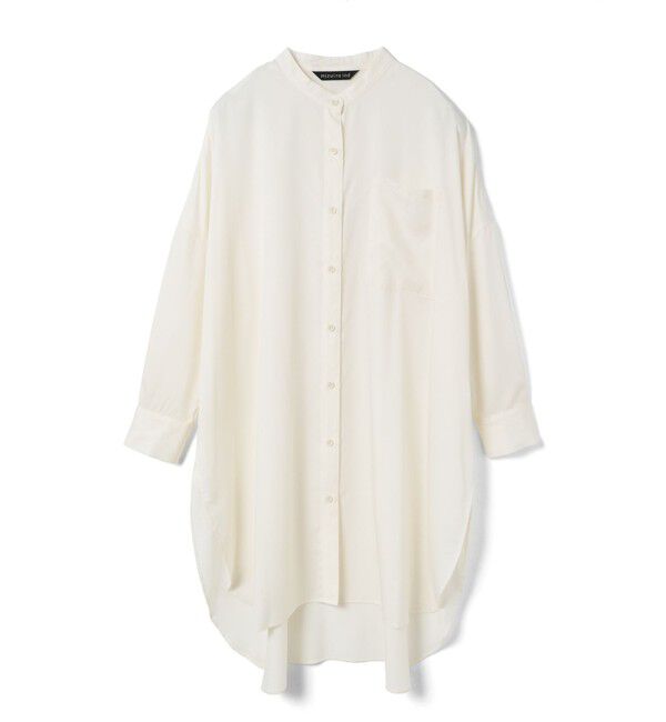 mizuiro ind「mizuiro ind  バンドカラーロングシャツ」|ワンピース|オフホワイト