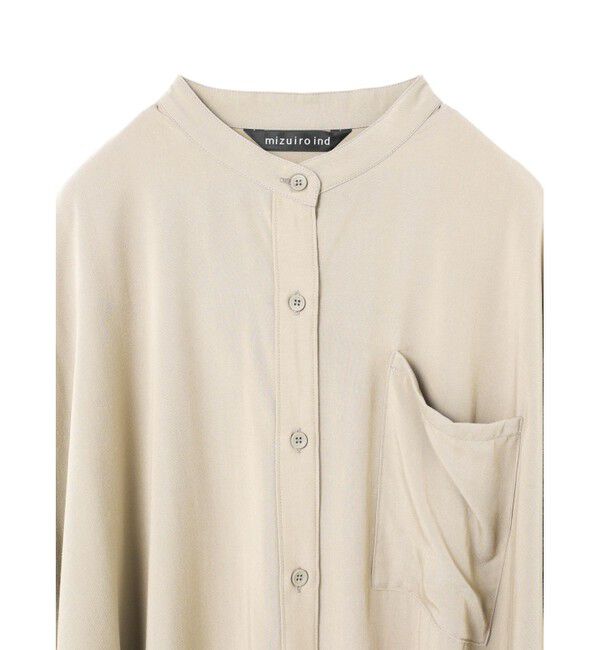 mizuiro ind「mizuiro ind  バンドカラーロングシャツ」|ワンピース|