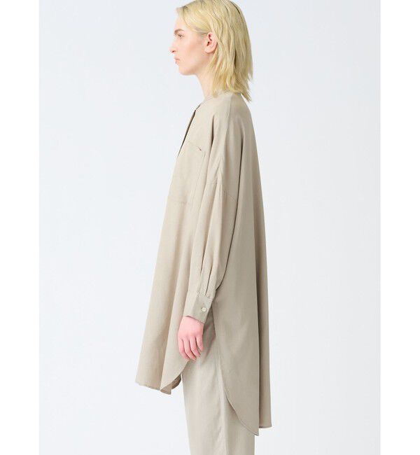 mizuiro ind「mizuiro ind  バンドカラーロングシャツ」|ワンピース|