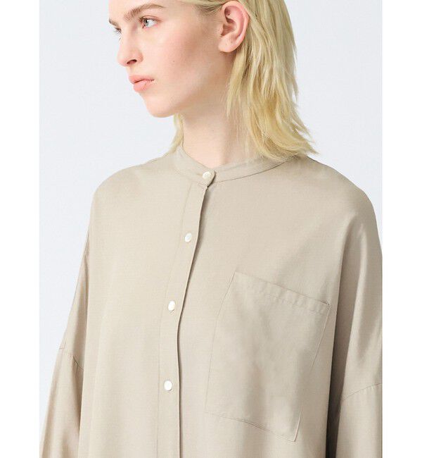 mizuiro ind「mizuiro ind  バンドカラーロングシャツ」|ワンピース|