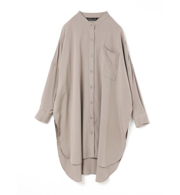 mizuiro ind「mizuiro ind  バンドカラーロングシャツ」|ワンピース|ベージュ