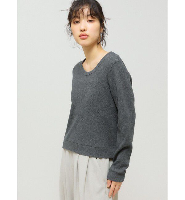 MIDIUMISOLID「MIDIUMISOLID for Ladies Uネックワッフルプルオーバー」|Tシャツ・カットソー|