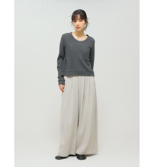 MIDIUMISOLID「MIDIUMISOLID for Ladies Uネックワッフルプルオーバー」|Tシャツ・カットソー|