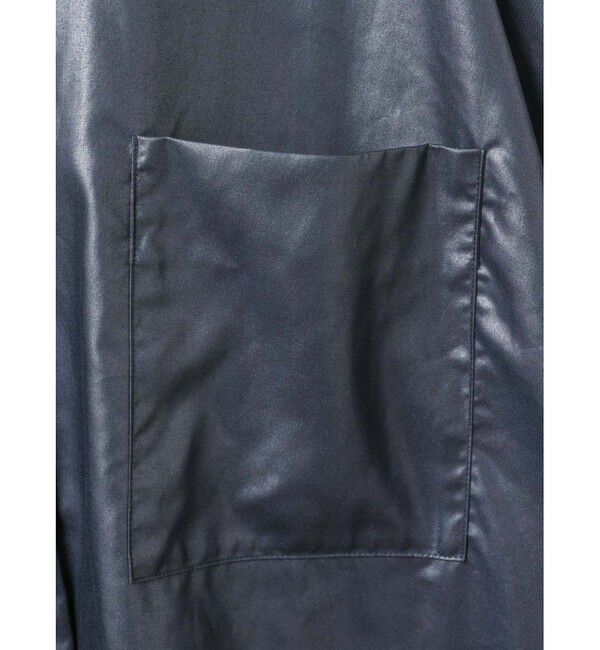 mizuiro ind「mizuiro ind グロッシーワイドハーフスリーブシャツワンピース」|ワンピース|