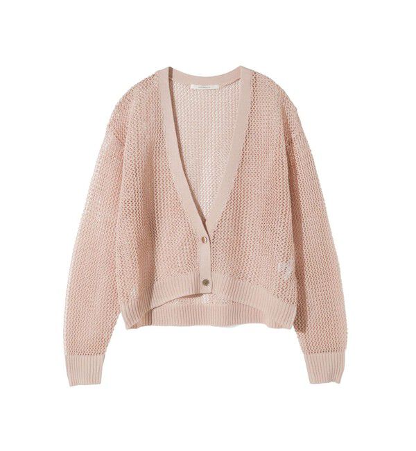 MIDIUMISOLID「MIDIUMISOLID for Ladies メッシュショートカーディガン」|カーディガン|ピンク