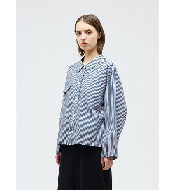 mizuiro ind「mizuiro ind ストライプカバーオール」|シャツ・ブラウス|