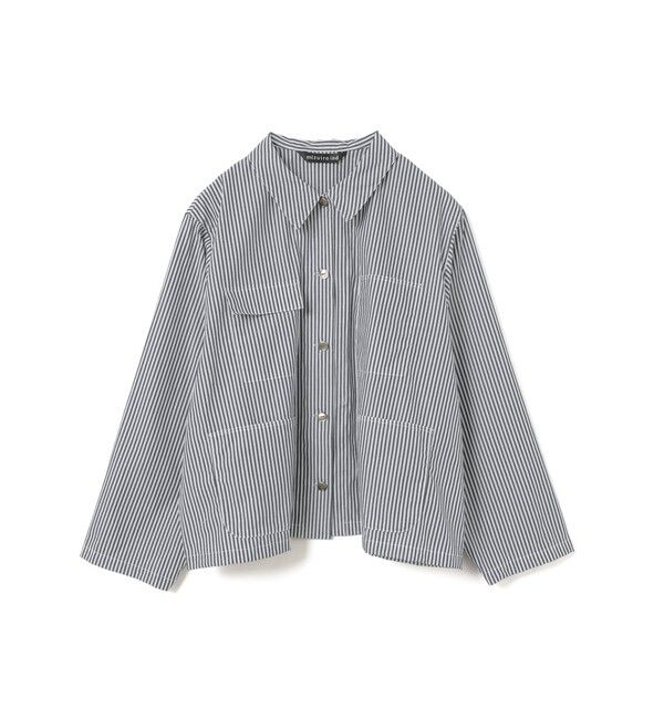 mizuiro ind「mizuiro ind ストライプカバーオール」|シャツ・ブラウス|ブラック